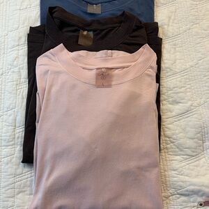 Calia by Carrie Underwood Set of Three T-Shirts in Pink, Brown, and Blue Size L